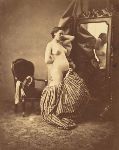 [Nøgen foran et spejl], ca. 1857. af Bruno Braquehais