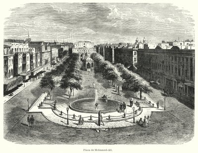 Mohammed Ali Square, Alexandria, Egypten (litho) af Bruno Heinrich Strassberger