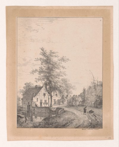 Landevej med huse Landskaber (serietitel) af Bruno van Straaten (I)