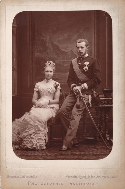 Kronprins Rudolf med prinsesse Stephanie af Belgien i anledning af deres forlovelse..., 1880. af Brussels . Photo studio Geruzet Frères