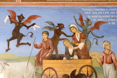 Bulgarien, Rila-klosteret, freskomaleri i Jomfru Marias Fødselskirke af Bulgarian School