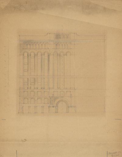 Mills Building, San Francisco, Californien, Design Sketch af Burnham and Root