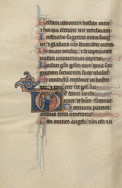 Initial T: To engle knæler i bøn af Bute Master