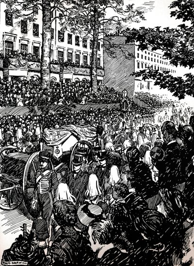 Kong Edward VIIs sidste rejse gennem London: Begravelseskorteget i Piccadilly, 1910 1911 af Byam Shaw