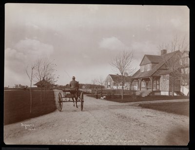 Oversigt over huse og bygninger på F.G. Bournes ejendom i Oakdale, Long Island, New York, 1900 (sølv gelatinetryk) af Byron Company