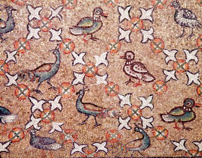 Fugle (detalje af mosaikker, 5. århundrede) af Byzantine