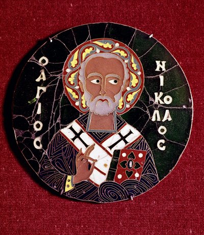 Byzantinsk kunst: repræsentation af Saint Nicholas of Myra (eller Bari) (4. århundrede) (Byzantinsk kunst: repræsentation af Saint Nicholas of Bari) E-mail fra det 10. århundrede (Emalje af Byzantine