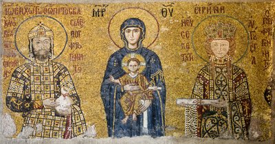 Comnenus mosaik forestillende Madonna og barn, Hagia Sophia, Tyrkiet. (mosaik) af Byzantine