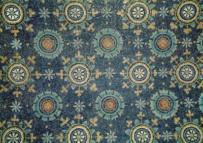 Detalje af blomsterdekorationen fra hvælvingmosaikken af Byzantine