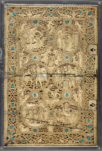 Egerton MS 1139 Øvre omslag med scener fra Davids liv, 