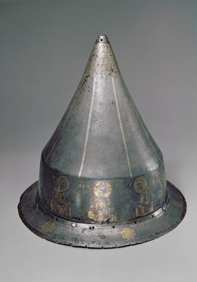 Hjelm med Deesis (stål med guld og sølv indlæg) af Byzantine