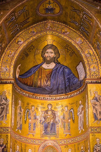 Billede af Jesus, Santa Maria Nuova-katedralen, Monreale, Sicilien, Italien, Europa af Byzantine