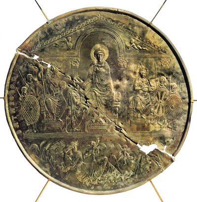 Missorium (stort sølvfad) af Theodosius I (346-395), 4. århundrede e.Kr. (sølv) af Byzantine