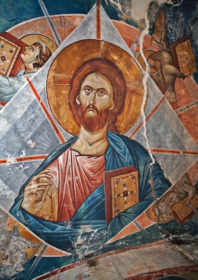 Salvator Mundi (Verdens Frelser) - Peinture de Damiane (aktivt 14. århundrede) - 14. århundrede - Fresco - Saint George