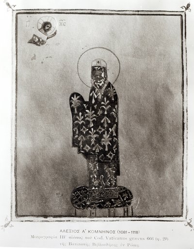 Alexius I Comnenus (1048-1118), byzantinsk kejser (1081-1118) (vellum) (s/h foto) af Byzantine Byzantine