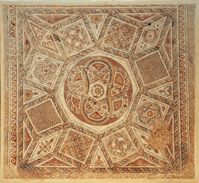 Mosaikgulv fra det byzantinske kloster i Deir Qala-fæstningen, 6. århundrede e.Kr. (mosaik) af Byzantine Byzantine