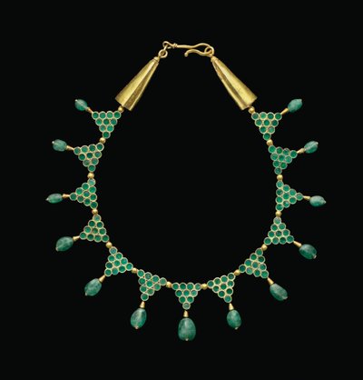 Halskæde, ca. 6. - 7. århundrede (guld og smaragder) af Byzantine Byzantine