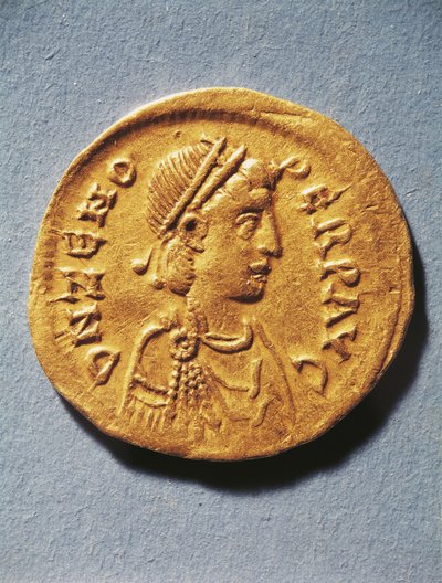 Numismatik, antikkens Rom, mønt, der repræsenterer Zeno, kejser af det byzantinske imperium af Byzantine Byzantine