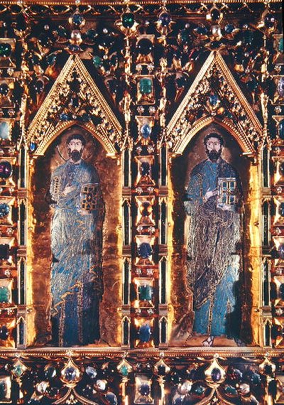 Pala dOro, detalje, der viser to apostle (guld og emalje indlagt med ædelsten) af Byzantine Byzantine