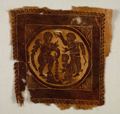 Ornamental Square from a Tunic, 400s (tæppevævning med supplerende skudindpakning, ufarvet hør og farvet uld) af Byzantine Period Egyptian