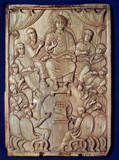 Kristus med de tolv apostle af Byzantine School