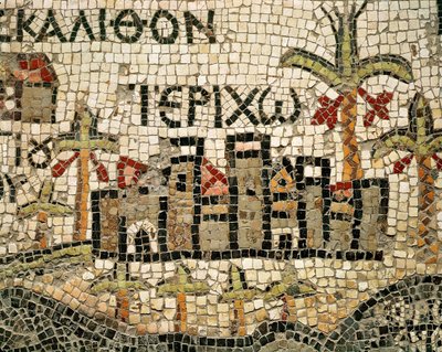 Detalje af et kort over Jeriko af Byzantine School
