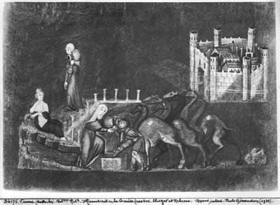 Gr 31 fol.7r Rebecca og Eliezer ved brønden, fra Wiener Genesis af Byzantine School