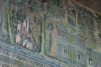 Mosaikker på den vestlige portico, 8. århundrede (mosaik) af Byzantine School