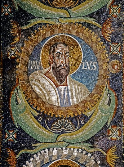 PAULUS: Byzantinsk mosaik, 6. århundrede (mosaik) af Byzantine School