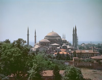 Udsigt over Hagia Sophia, bygget i 537 e.Kr af Byzantine School