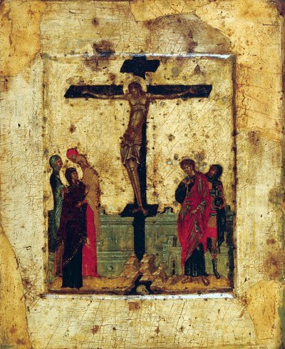 Korsfæstelsen, slutningen af det 14. århundrede. af Byzantine icon.