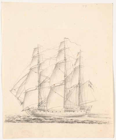 Marineskib for fulde sejl af C.A. Lorentzen