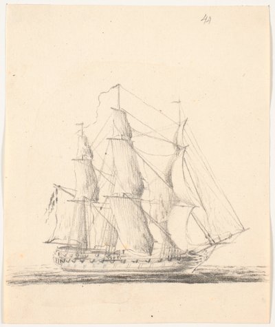 Marineskib for fulde sejl af C.A. Lorentzen