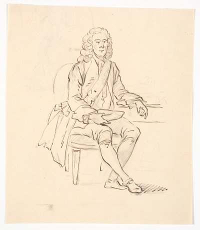 Siddende herre med paryk og ordensbånd af C.A. Lorentzen