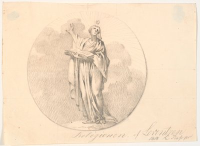 Symbol på religionen. En stående kvinde med en bog af C.A. Lorentzen