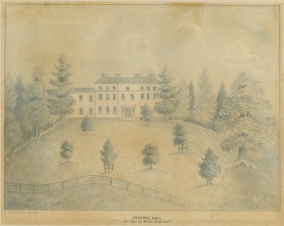 Charnes Hall: blyant- og vasketegning, nd [1800-tallet] af C.B Ash
