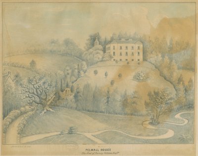 Drayton-in-Hales - Pelwall House: blå vask tegning, nd [?19th cent] af C.B Ash