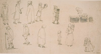 Forskellige figurer, bla. 2 grupper med legende børn samt "portrætmaler Hansen" af C.D. Fritzsch