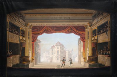 Det indvendige af Det kgl. teater under fremstillingen af Jacob v. Thyboe af C.F. Christensen