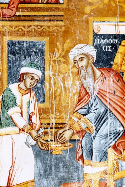Fresco i Mikro Sotiris kloster, Symi-øen, Grækenland (foto) af J.B. and Brown J. Rowbotham