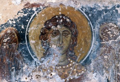 Jesus fresco i kirken Agia Anna af J.B. and Brown J. Rowbotham