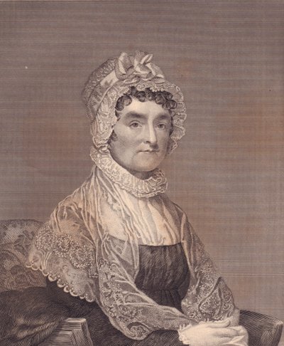 Portræt af Abigail Adams (1744-1818), hustru til den amerikanske præsident John Adams, gravering af G Stuart og F E Jones af J.B. and Brown J. Rowbotham