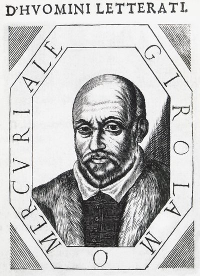 Portræt af Girolamo Mercuriale (1530-1606), italiensk læge og filosof, blæktegning af J.B. and Brown J. Rowbotham