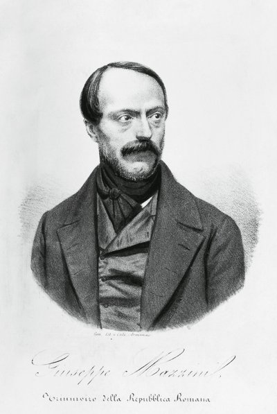 Portræt af Giuseppe Mazzini (1805-1872), italiensk patriot, politiker, filosof og journalist, gravering af J.B. and Brown J. Rowbotham