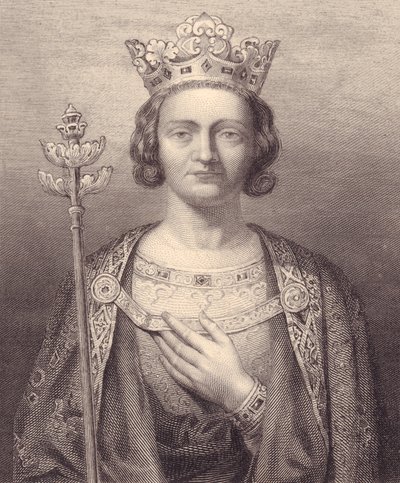 Portræt af kong Philip V af Frankrig, høj (1293-1322), gravering, 9x7 cm, fra Galerie Historique de Versailles, Histoire de France, Charles Gavard Publisher, Paris, ca. 1840 af J.B. and Brown J. Rowbotham