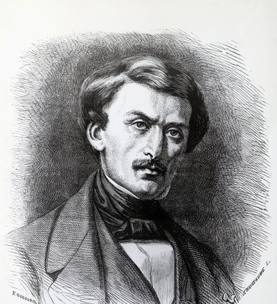 Portræt af Paul-Emile Botta (1802-1870), italienskfødt fransk arkæolog, gravering Frankrig af J.B. and Brown J. Rowbotham