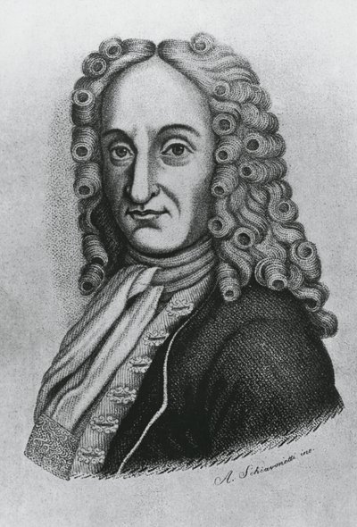 Portræt af Pietro Antonio Michelotti (1673-1740), italiensk læge og iatromatematiker, gravering af Schiavonetti af J.B. and Brown J. Rowbotham