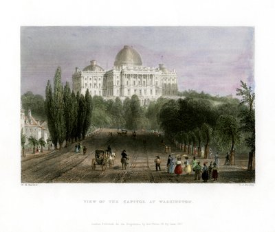 Udsigt over Capitol i Washington, USA, 1837. af CJ Bentley