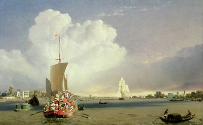 På Hooghly-floden ved Garden Reach under Calcutta, 1852 af C.J. Martin