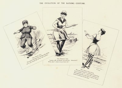 Udviklingen af badedragten (litho) af C.J. Taylor